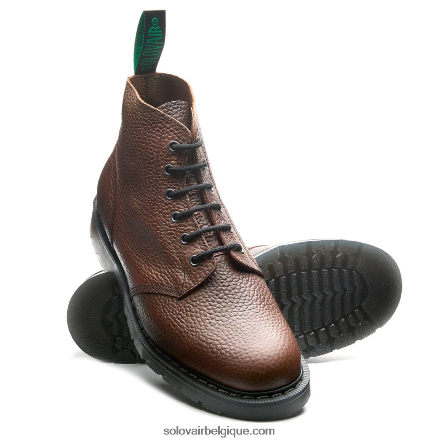 Femme Solovair Botte Astronaute à 6 œillets Grain Marron Gaucho 48f40r248