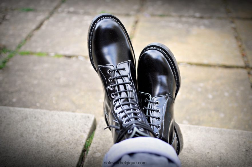 Femmes Solovair Botte Astronaute Noire à 11 œillets 48f40r233