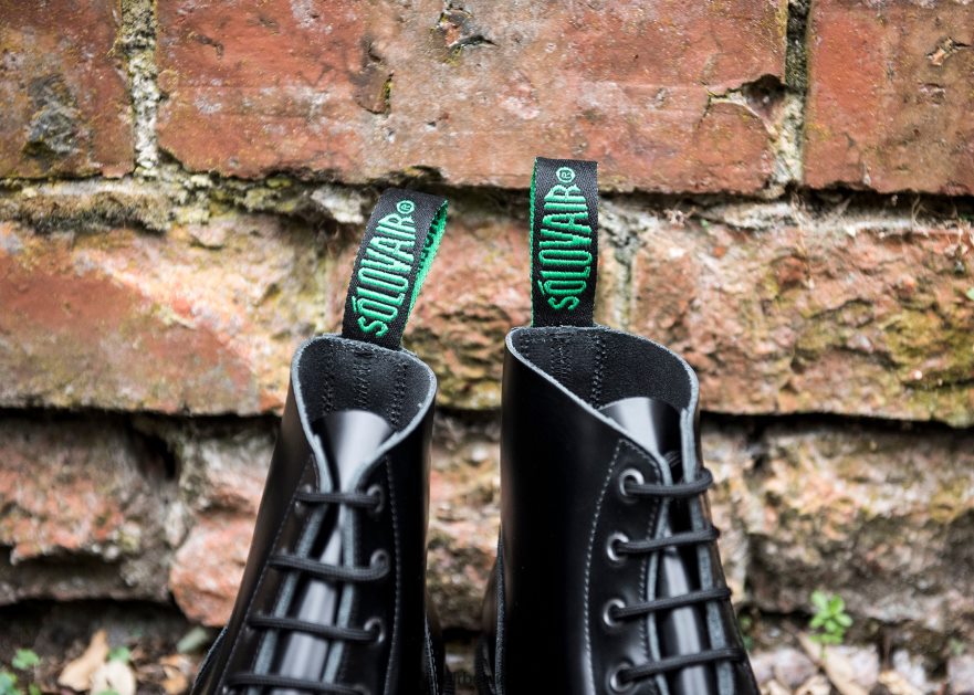 Femmes Solovair Botte Astronaute Noire à 6 œillets 48f40r236