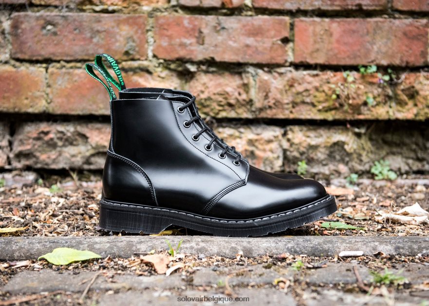 Femmes Solovair Botte Astronaute Noire à 6 œillets 48f40r236