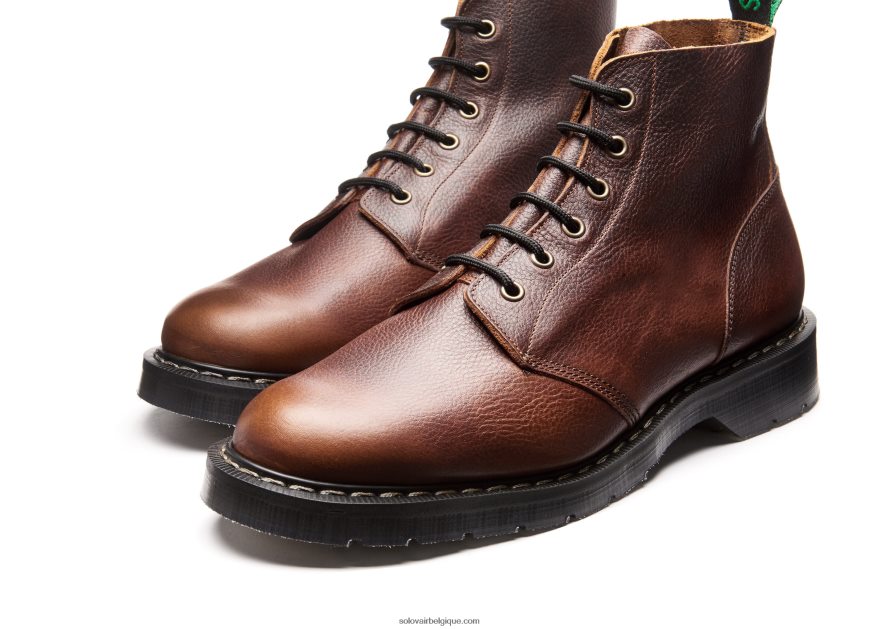 Femme Solovair Botte D'astronaute à 6 œillets Grain Marron Noisette 48f40r240