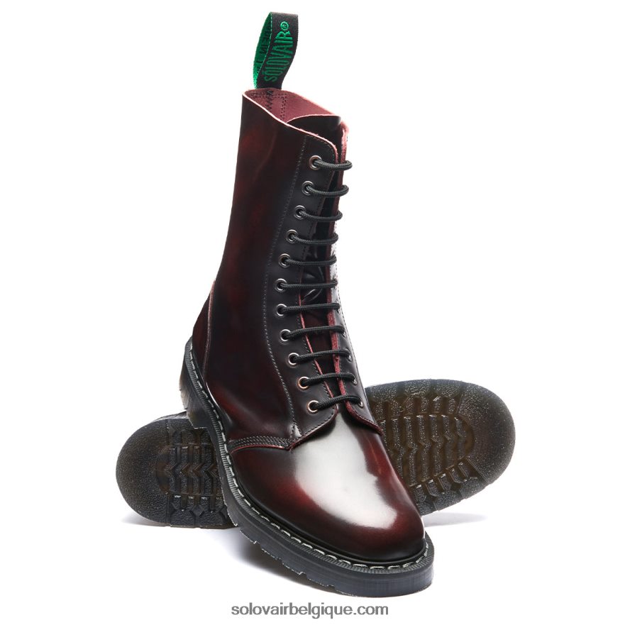 Femme Solovair Botte D'astronaute Bordeaux à 11 œillets 48f40r247