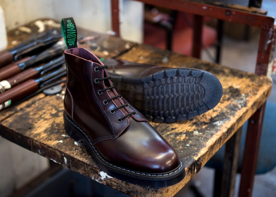 Femme Solovair Botte D'astronaute Bordeaux à 6 œillets 48f40r239