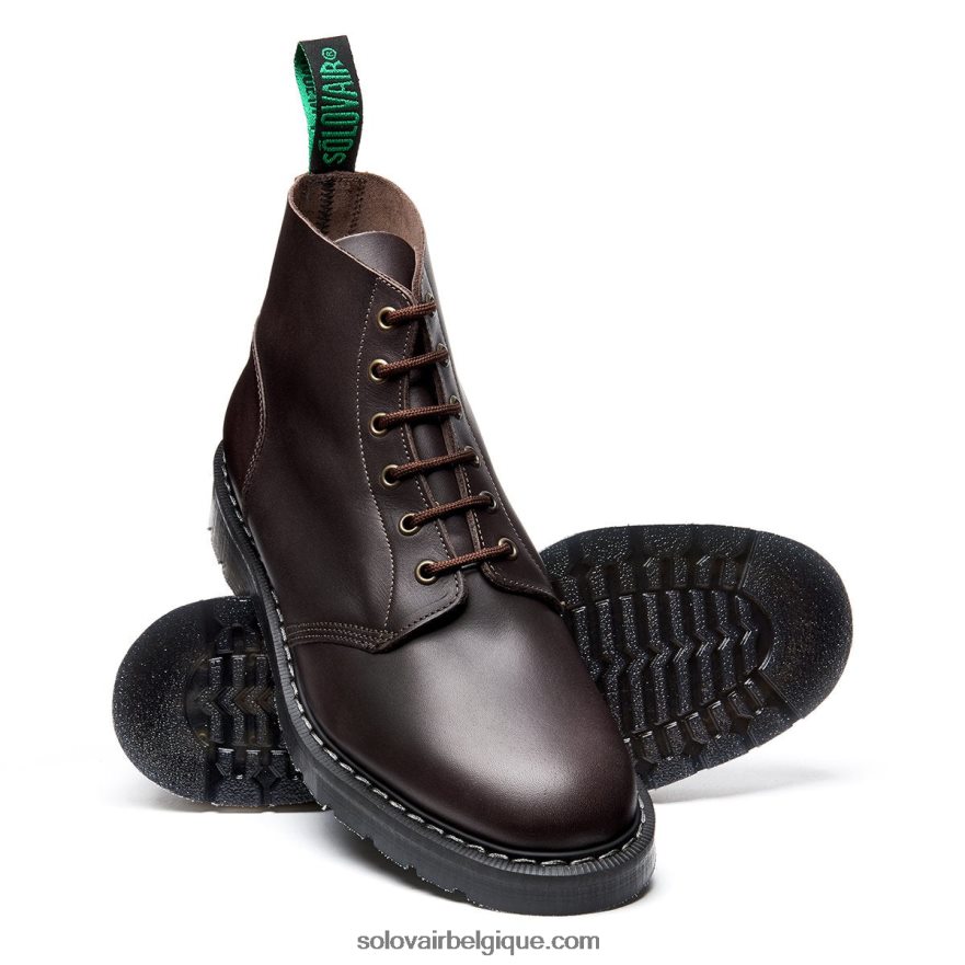 Femme Solovair Botte D'astronaute Marron Gras à 6 œillets 48f40r235