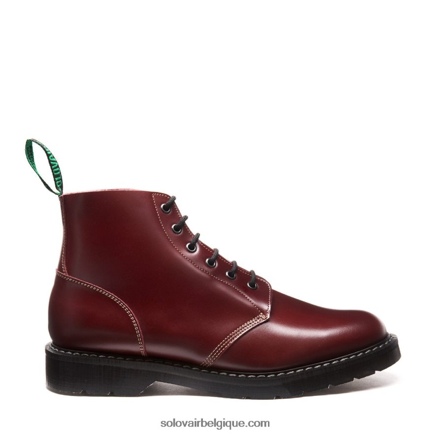 Femme Solovair Botte D'astronaute Oxblood Hi-shine à 6 œillets 48f40r244