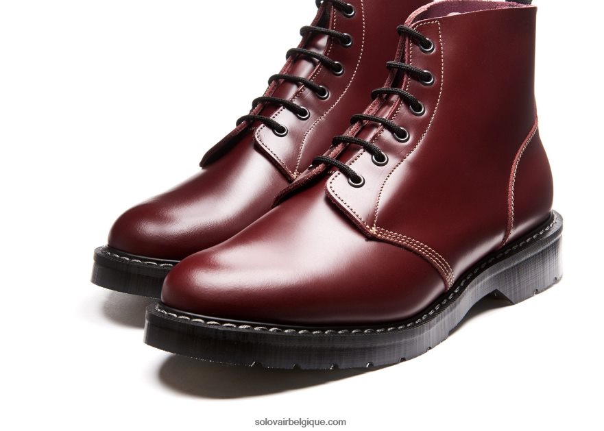Femme Solovair Botte D'astronaute Oxblood Hi-shine à 6 œillets 48f40r244