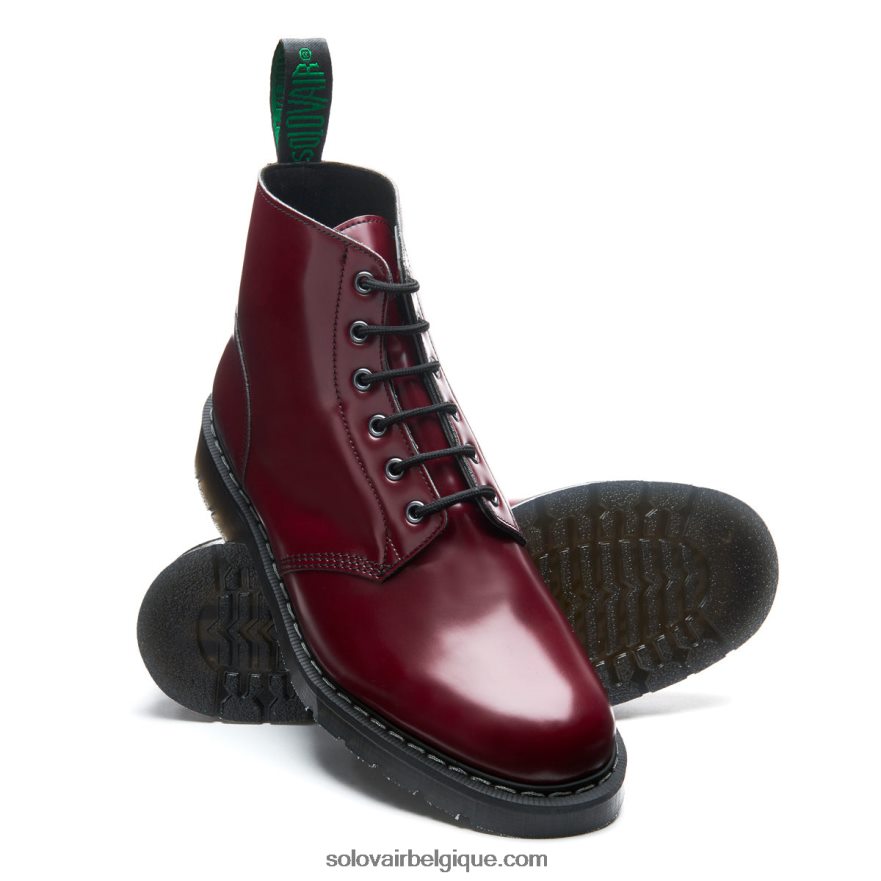 Femme Solovair Botte D'astronaute Végétalien Merlot à 6 œillets 48f40r245