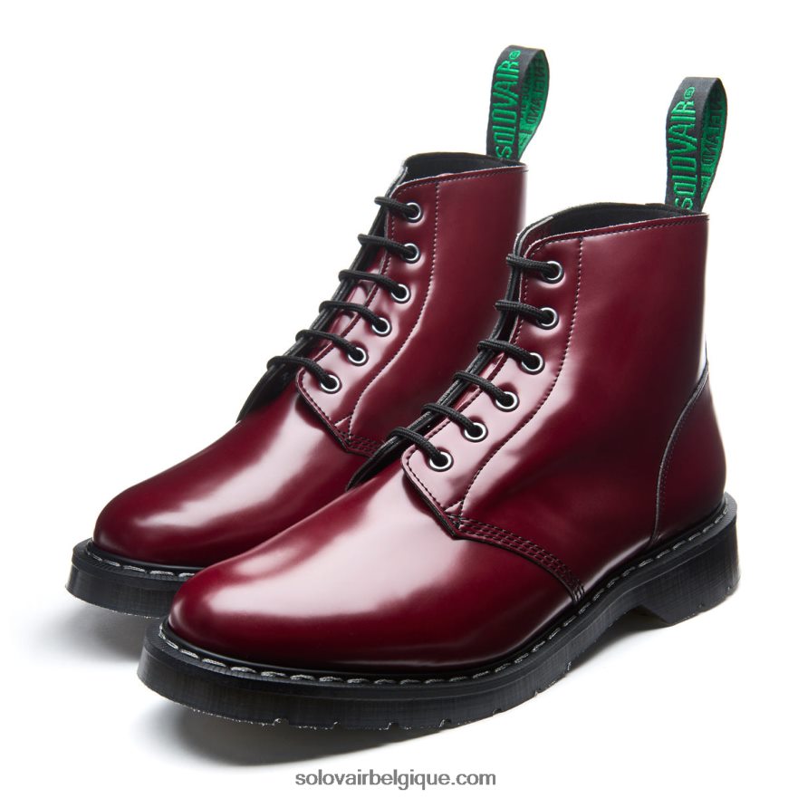 Femme Solovair Botte D'astronaute Végétalien Merlot à 6 œillets 48f40r245