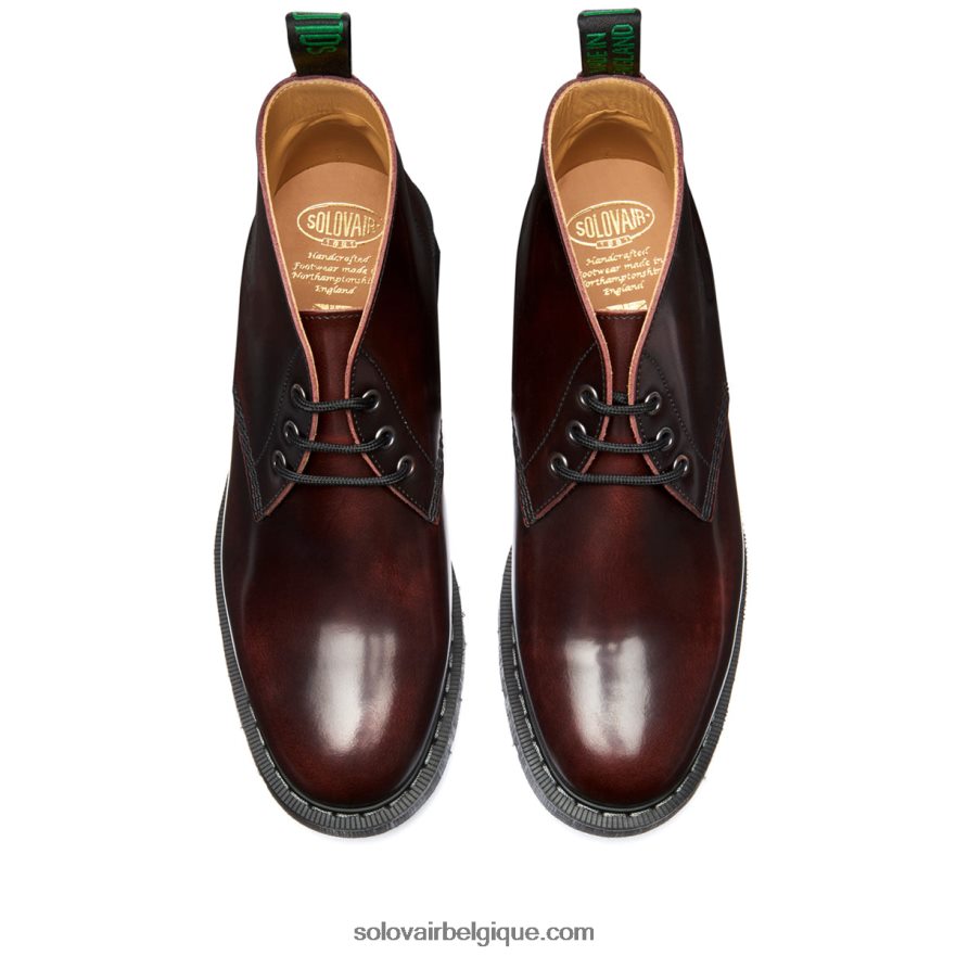 Femme Solovair Botte Chukka Bordeaux à 3 œillets 48f40r257