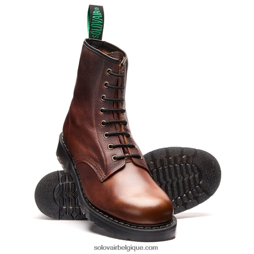 Botte Derby Femme Solovair à 8 œillets Grain Marron Noisette 48f40r284