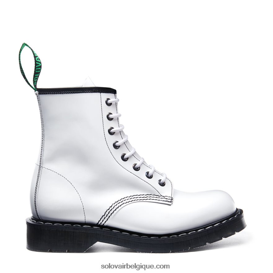 Femme Solovair Bottine Derby Blanche Brillante à 8 œillets 48f40r319