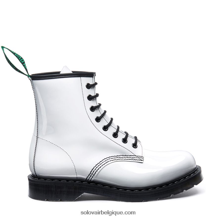 Femme Solovair Bottine Derby Blanche Vernie à 8 œillets 48f40r320