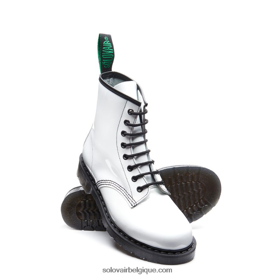 Femme Solovair Bottine Derby Blanche Vernie à 8 œillets 48f40r320