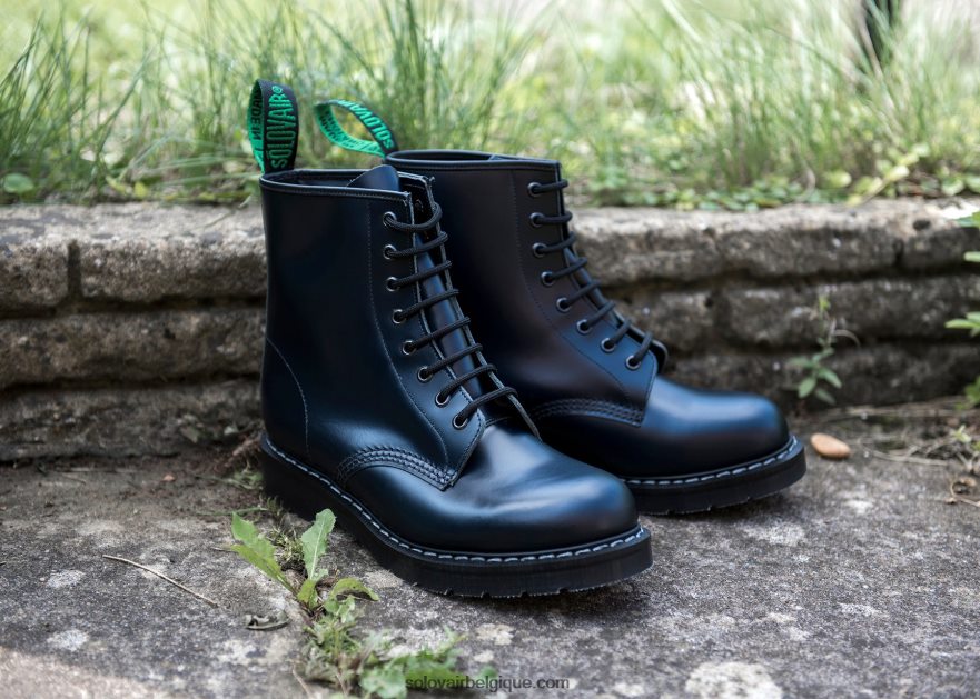 Botte Derby Femme Solovair Bleu Marine à 8 œillets 48f40r294