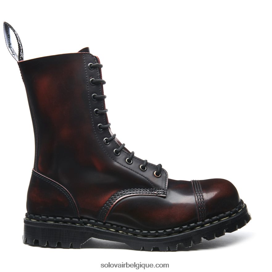 Botte Derby Femme Solovair Bordeaux à 10 œillets à Embout En Acier 48f40r325