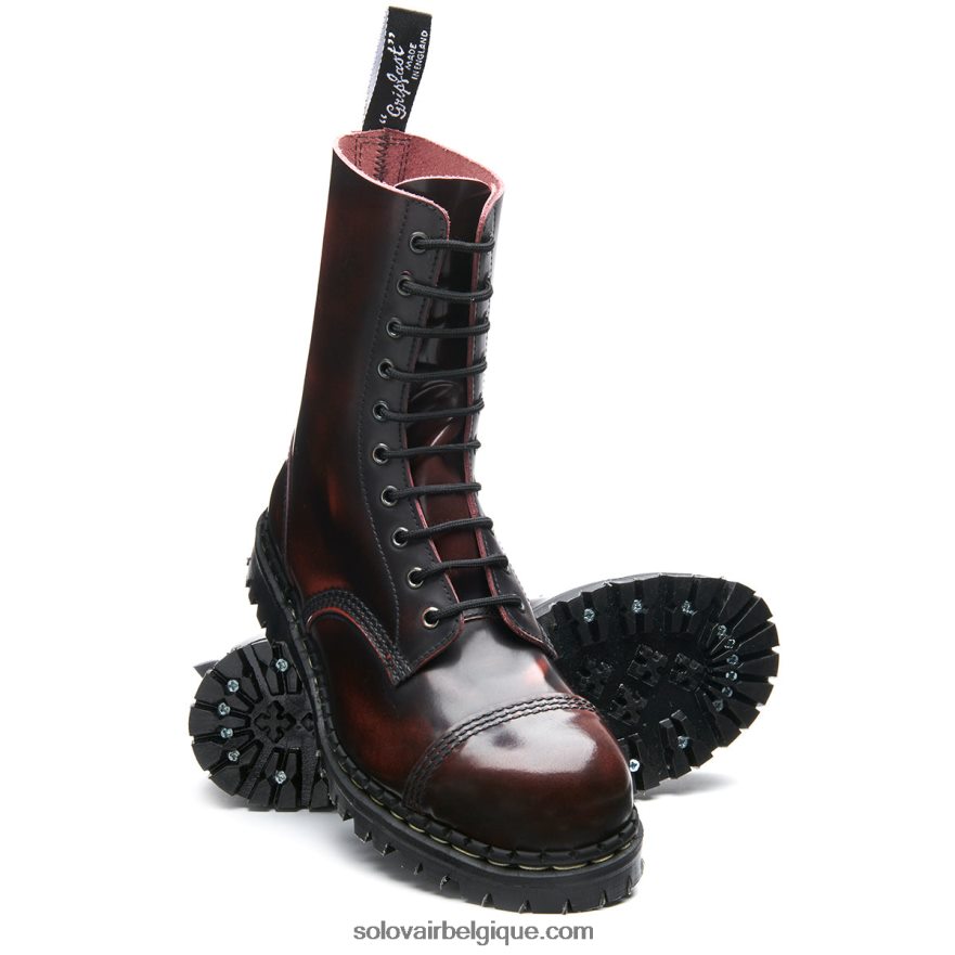 Botte Derby Femme Solovair Bordeaux à 10 œillets à Embout En Acier 48f40r325