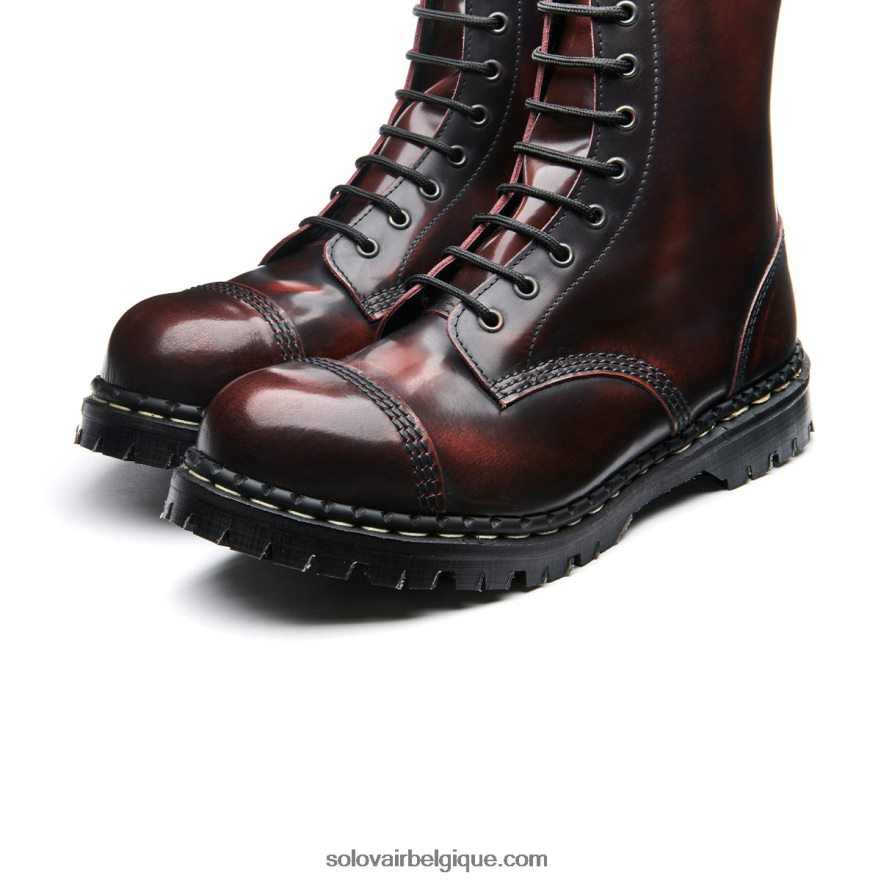 Botte Derby Femme Solovair Bordeaux à 10 œillets à Embout En Acier 48f40r325