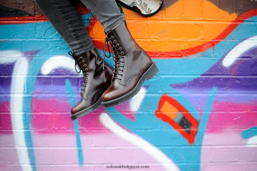 Botte Derby Femme Solovair Bordeaux à 11 œillets 48f40r285