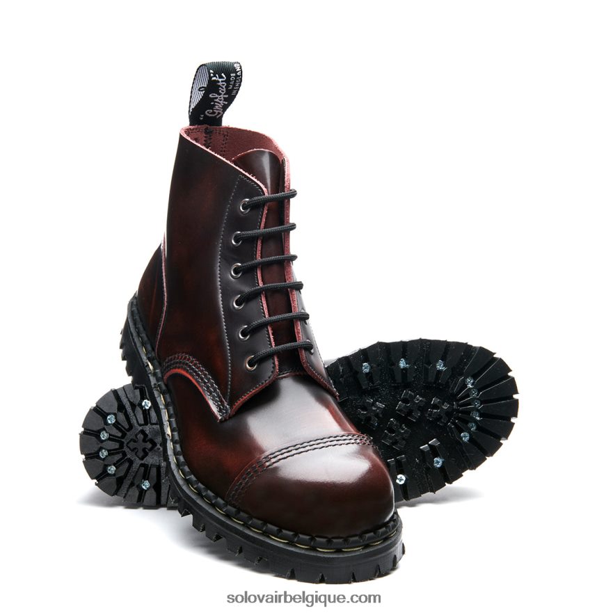 Botte Derby Femme Solovair Bordeaux à 6 œillets Avec Embout En Acier 48f40r302