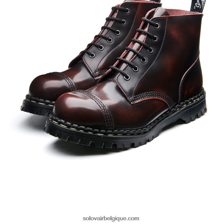 Botte Derby Femme Solovair Bordeaux à 6 œillets Avec Embout En Acier 48f40r302