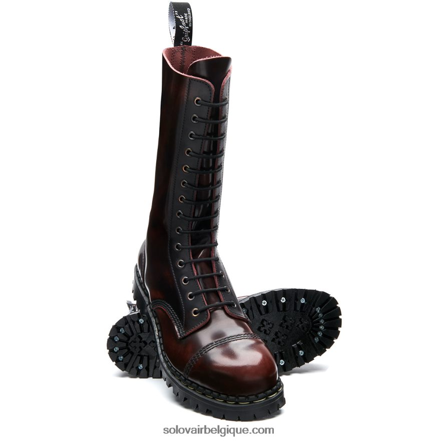 Botte Derby Femme Solovair Bordeaux à Bout En Acier à 14 œillets 48f40r332