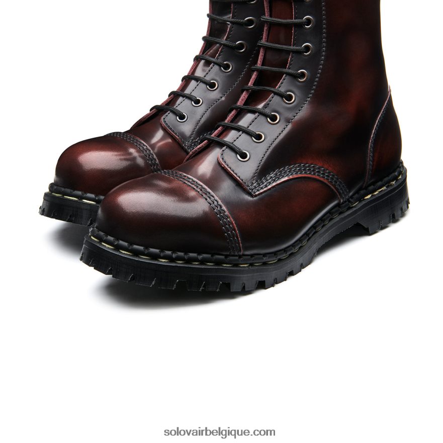 Botte Derby Femme Solovair Bordeaux à Bout En Acier à 14 œillets 48f40r332