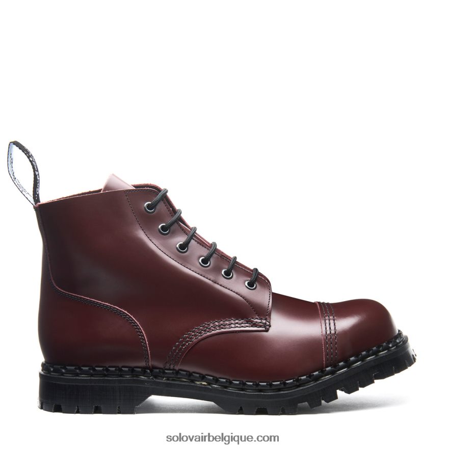Botte Derby Femme Solovair à Embout D'acier à 6 œillets Haute Brillance Oxblood 48f40r296