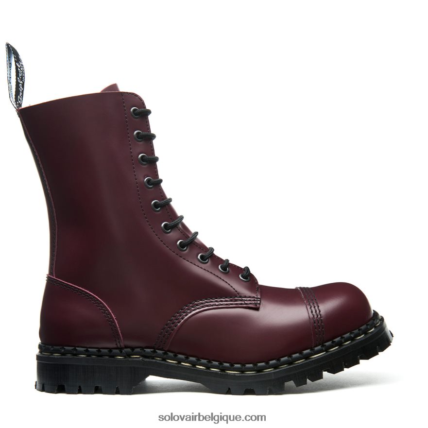 Botte Derby Femme Solovair à Embout D'acier Oxblood Hi-shine à 10 œillets 48f40r324