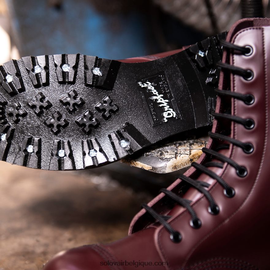 Botte Derby Femme Solovair à Embout D'acier Oxblood Hi-shine à 10 œillets 48f40r324