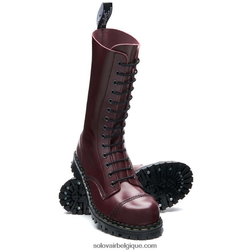 Botte Derby Femme Solovair à Embout D'acier Oxblood Hi-shine à 14 œillets 48f40r331