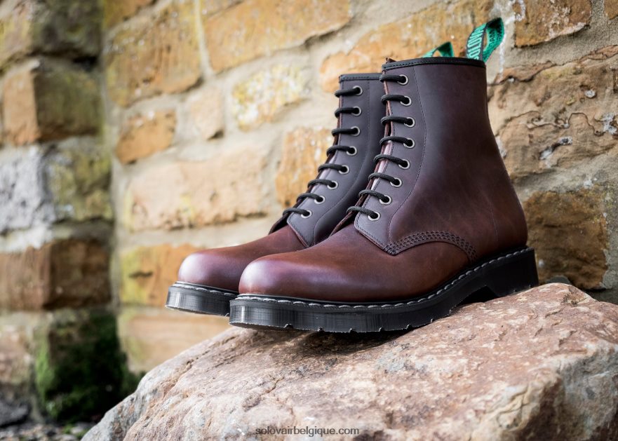 Femme Solovair Botte Derby Gaucho Crazy Horse à 8 œillets 48f40r286