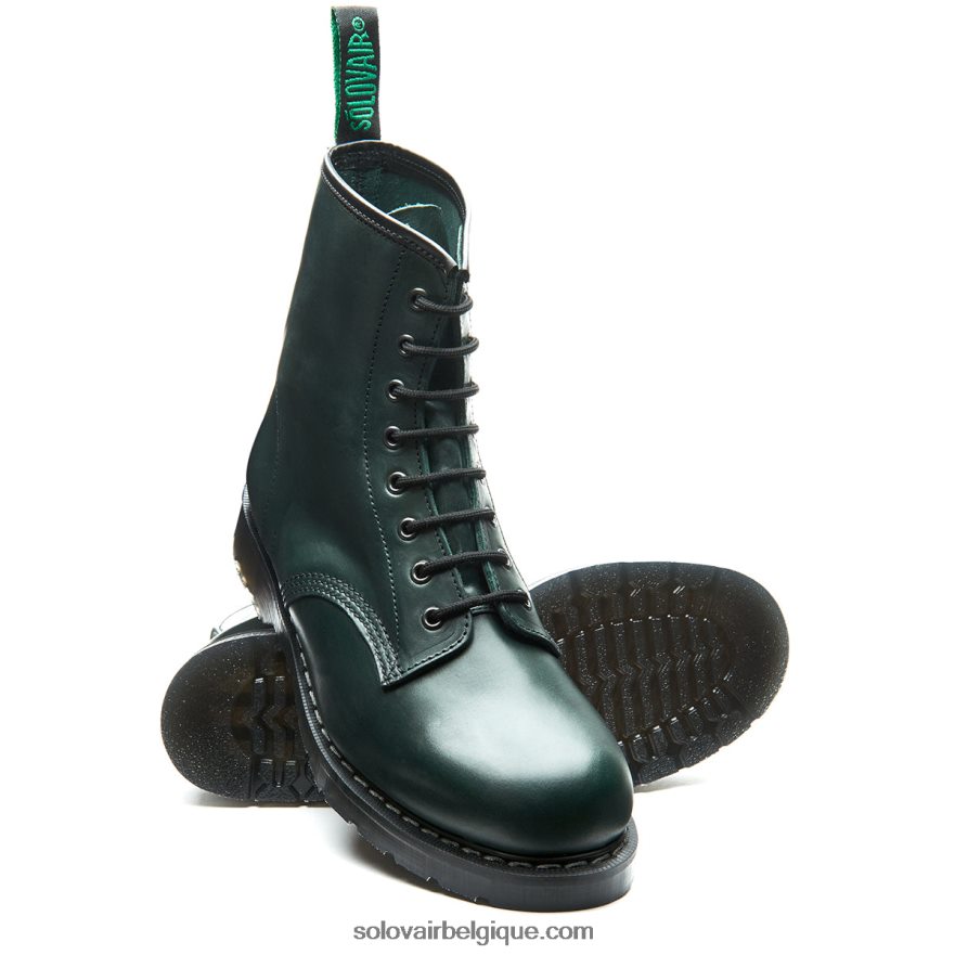 Femme Solovair Botte Derby Gaucho Verte à 8 œillets 48f40r313