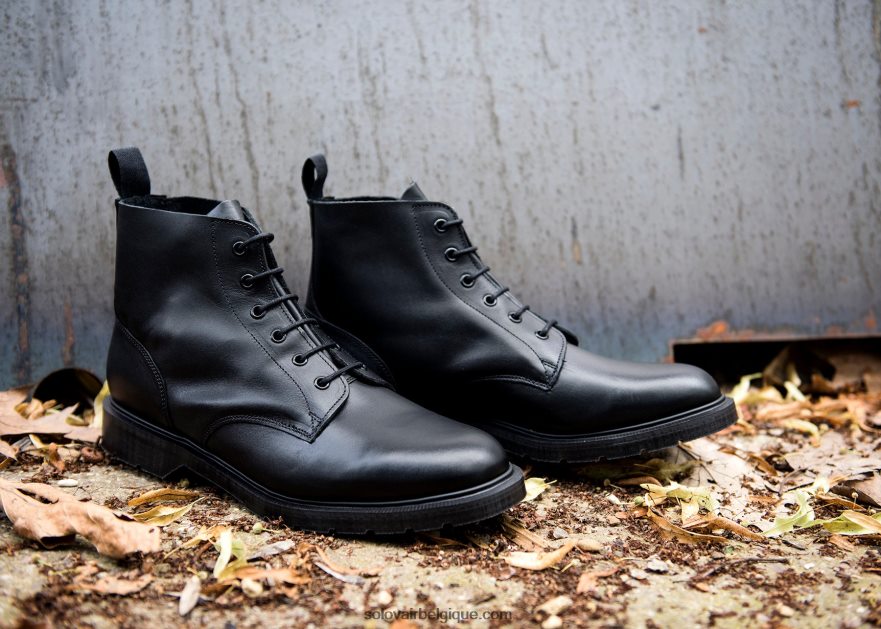 Femme Solovair Bottine Derby Noire à 6 œillets 48f40r304