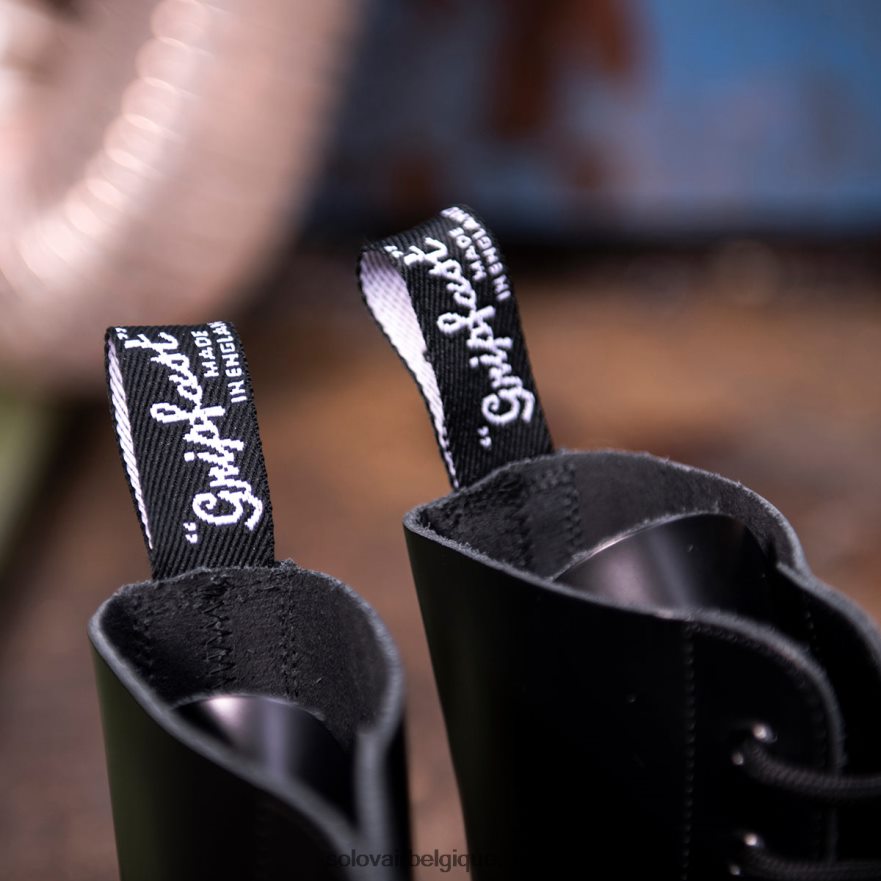 Femme Solovair Bottine Derby Noire Brillante à 10 œillets à Embout D'acier 48f40r326