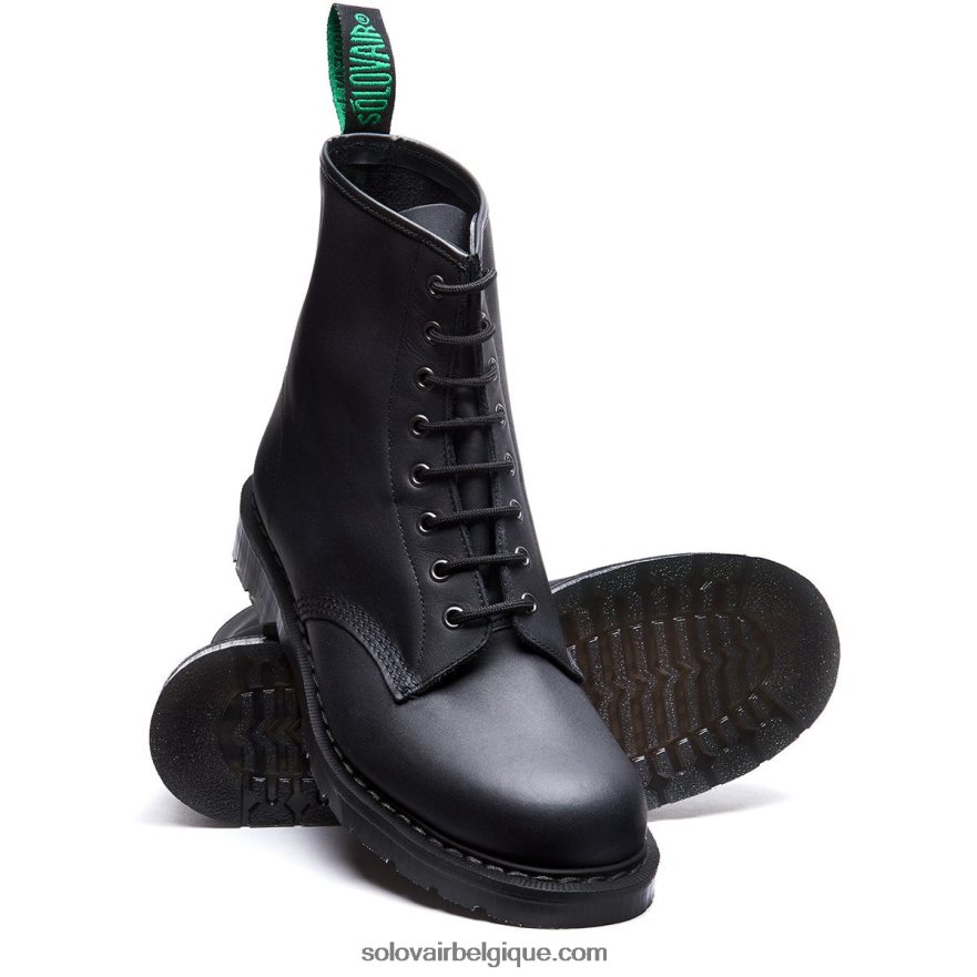 Femme Solovair Bottine Derby Noire Grasse à 8 œillets 48f40r280