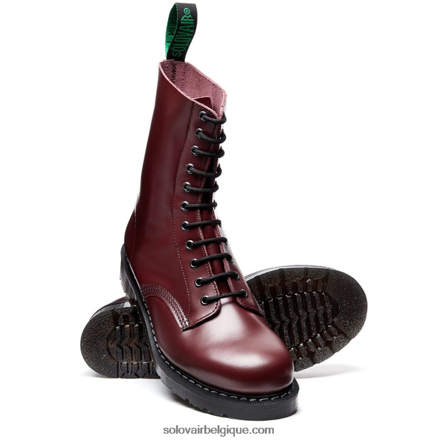 Femme Solovair Bottine Derby Oxblood Haute Brillance à 11 œillets 48f40r329