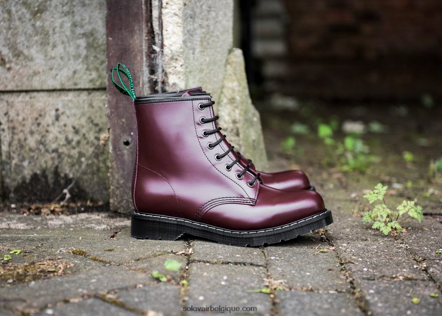 Femme Solovair Bottine Derby Oxblood Haute Brillance à 8 œillets 48f40r287