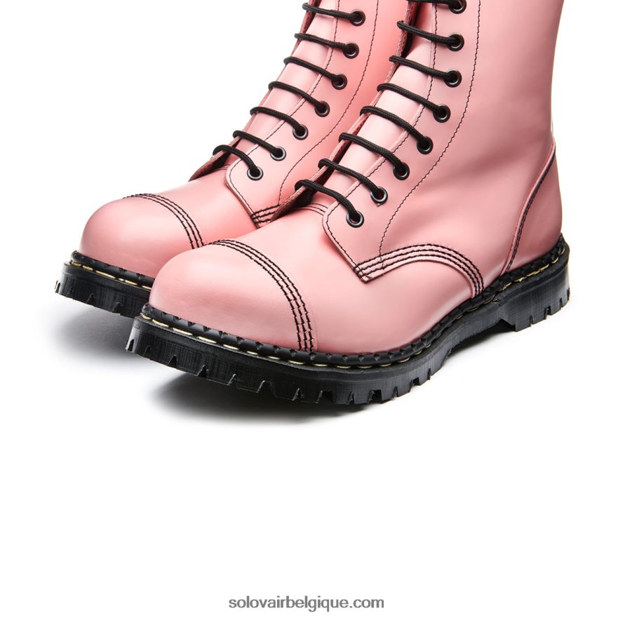 Botte Derby Femme Solovair Rose Poudré à 10 œillets à Embout D'acier 48f40r323