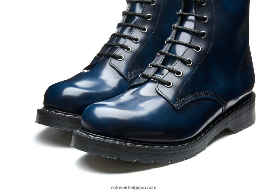 Botte Derby Femme Solovair Vegan à 8 œillets Bleu Marine 48f40r309