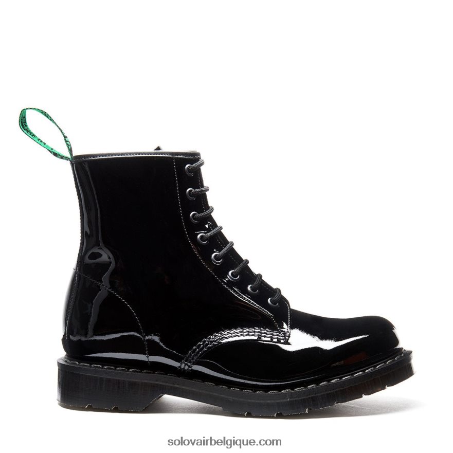 Botte Derby Femme Solovair Vernie Noire à 8 œillets 48f40r298
