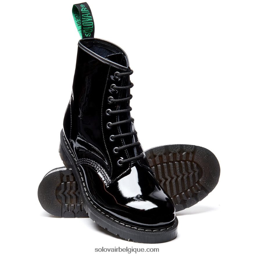 Botte Derby Femme Solovair Vernie Noire à 8 œillets 48f40r298