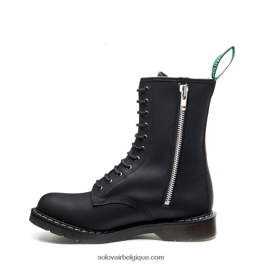 Femme Solovair Derbies Noires à Zip 11 Trous 48f40r328