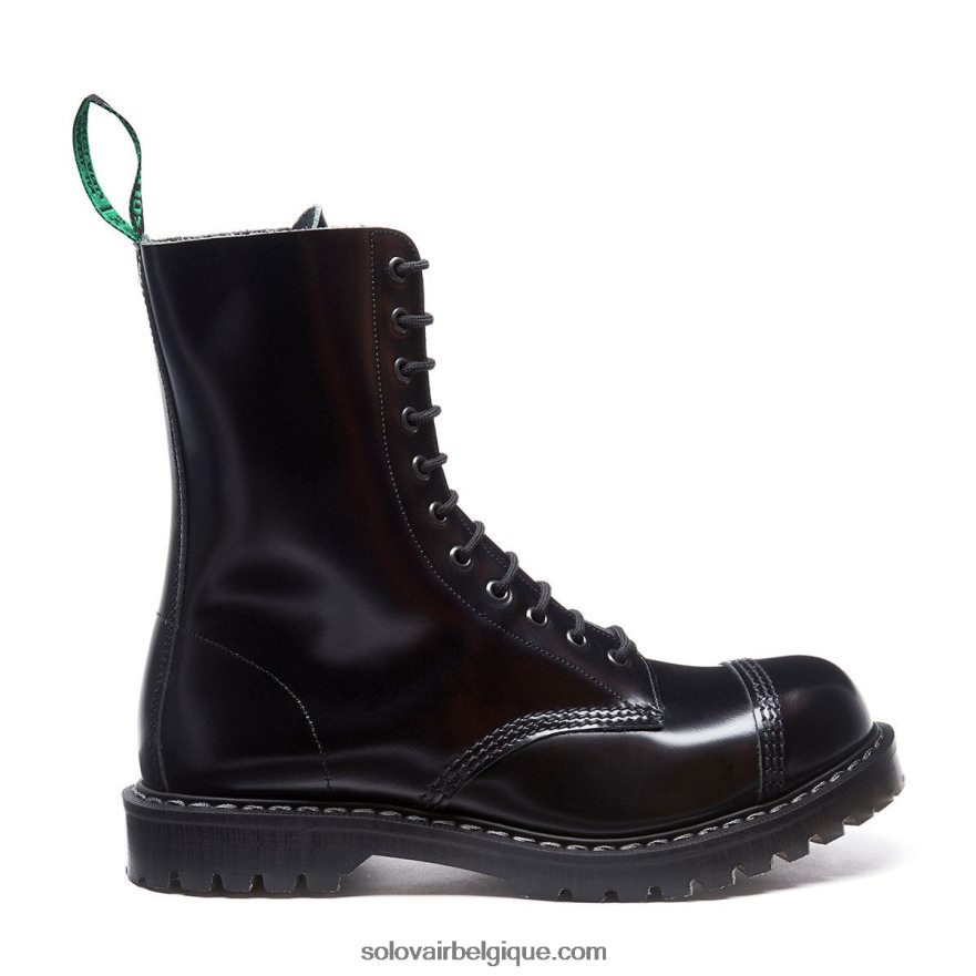 Femmes Solovair Englander Bottine Derby Noire à Bout En Acier à 11 œillets 48f40r281