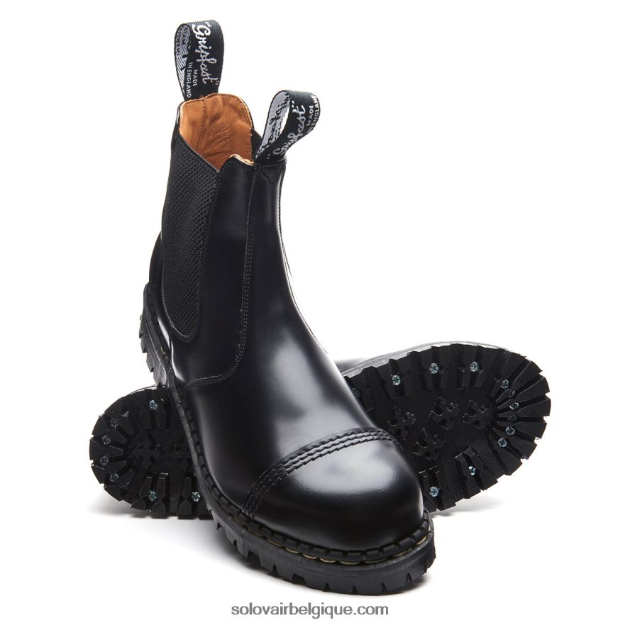 Femmes Solovair Botte De Concessionnaire à Embout D'acier Noir Ultra-brillant 48f40r268