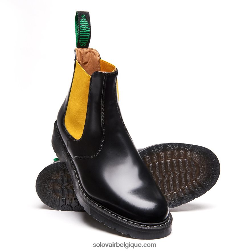 Femmes Solovair Botte De Concessionnaire Jaune Et Noire 48f40r275