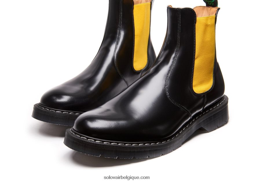 Femmes Solovair Botte De Concessionnaire Jaune Et Noire 48f40r275