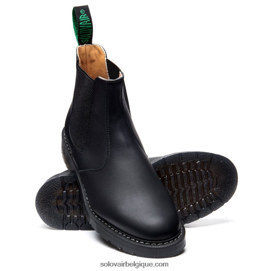 Femmes Solovair Botte De Revendeur Gras Noir 48f40r259