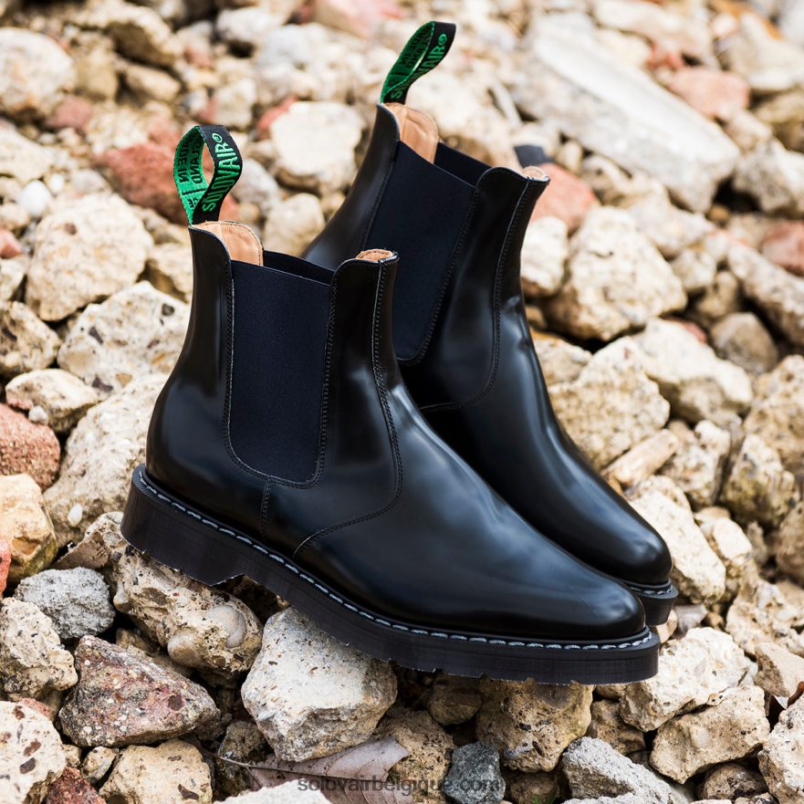 Femme Solovair Botte Dealer Bleu Marine Et Noir 48f40r272