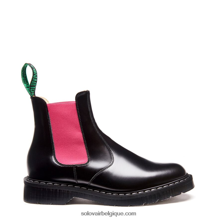 Femmes Solovair Botte Dealer Rose & Noire 48f40r267