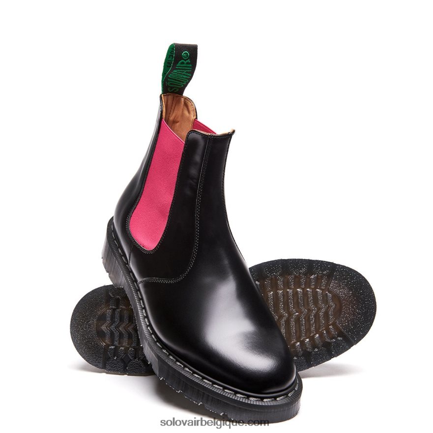 Femmes Solovair Botte Dealer Rose & Noire 48f40r267
